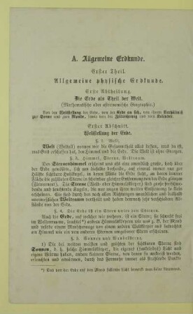 Erster Theil. Allgemeine physische Erdkunde