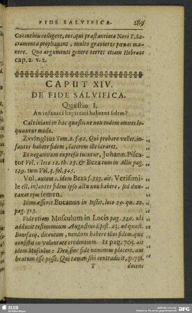 Caput XIV. De Fide Saluifica