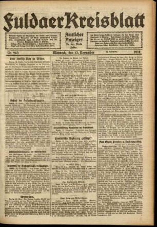 Ausgabe vom Mittwoch, den 13. November 1918.