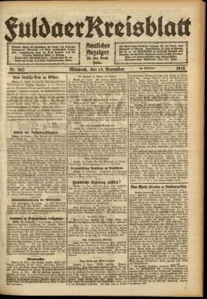 Ausgabe vom Mittwoch, den 13. November 1918.