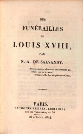 Des funérailles de Louis XVIII.