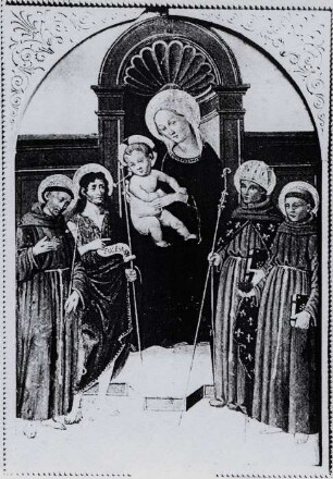Thronende Maria mit dem Kind und Heiligen