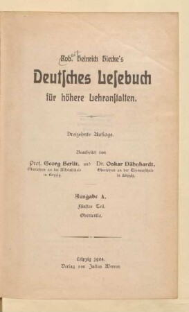 Teil 5 = Obertertia, [Schülerband]: [Teil 5 = Obertertia, [Schülerband]]