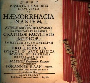 Diss. med. inaug. de haemorrhagia narium
