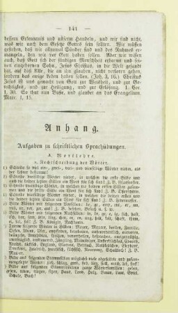 Anhang. Aufgaben zu schriftlichen Sprachübungen