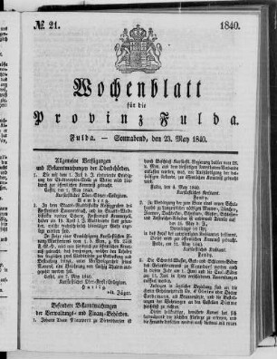 Nr. 21, Ausgabe vom 23. Mai 1840