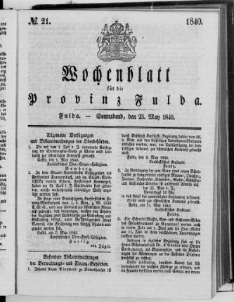 Nr. 21, Ausgabe vom 23. Mai 1840