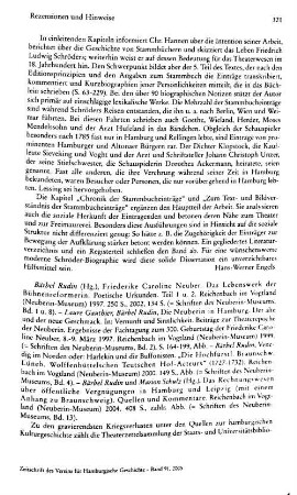 Neuber, Friederike Caroline :: Das Lebenswerk der Bühnenreformerin, poetische Urkunden, hrsg. von Bärbel Rudin, Teil 1 u. 2, (Schriftendes Neuberin-Museums, 1 u. 8) : Reichenbach im Vogtland, Neuberin-Museum, 1997-2002
