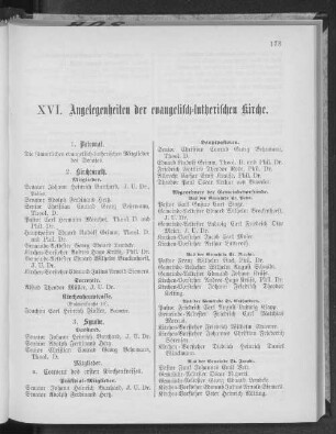 XVI. Angelegenheiten der evangelisch-lutherischen Kirche.