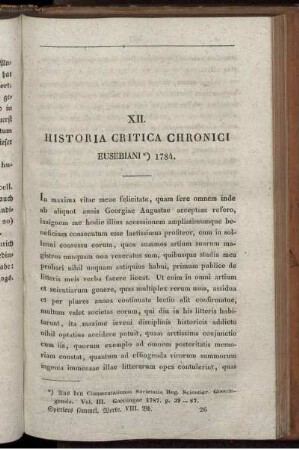 XII. Historia critica chronici Eusebiani 1784.