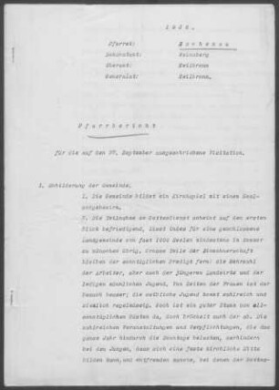 Eschenau: Pfarrbericht