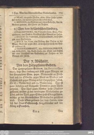 Der 7. Abschnitt. Von dem Hertzogthume Geldern.