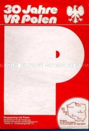 Vordruck zur Ankündigung einer Veranstaltung der Gesellschaft für die Förderung Deutsch-Polnischer Verständigung e.V. zum 30. Jahrestag der VR Polen (blanko)