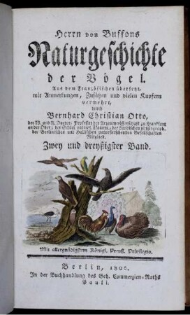 Bd. 32: Herrn von Buffons Naturgeschichte der Vögel. Zwey und dreyßigster Band