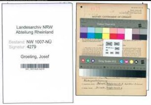 Entnazifizierung Josef Groeting , geb. 16.09.1892 ()