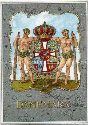 Postkarte mit Wappen des Königreichs Dänemark