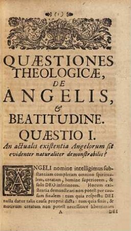 Epitome theologica : in octo tomulos distributa, 2. Quaestiones et resolutiones de angelis et beatitudine