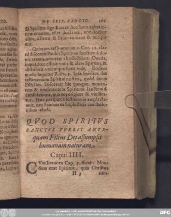 Quod Spiritus Sanctus Fuerit Antequam Filius Dei assumpsit humanam naturam. Caput IIII.
