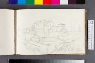 italienische Landschaft mit Ortschaft