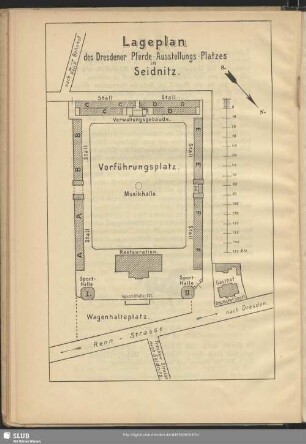 Lageplan des Dresdener Pferde-Ausstellungs-Platzes in Seidnitz