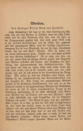 Werden : von Prediger Alfred Roth aus Hersfeld