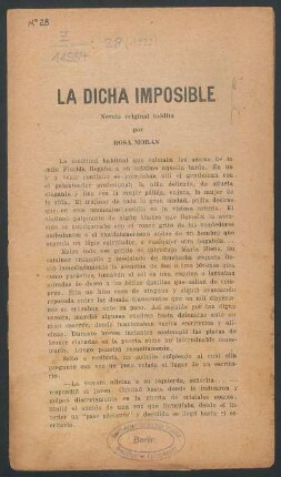 1922000128: La dicha imposible : novela original inédita