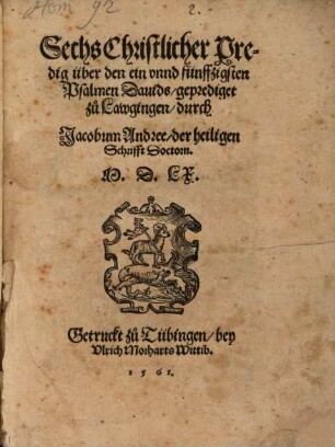 Sechs christlicher Predig über den 51. Psalm Davids