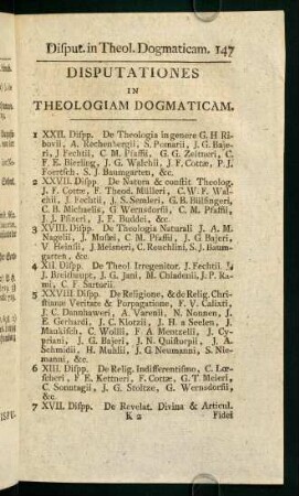 Disputationes in Theologiam Dogmaticam.