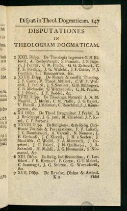 Disputationes in Theologiam Dogmaticam.