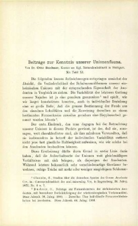 Beiträge zur Kenntnis unserer Unionenfauna