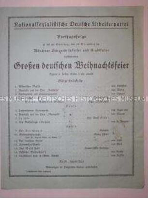 Programm einer Weihnachtsfeier der NSDAP