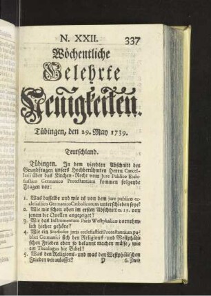XXII. (29. May 1739)