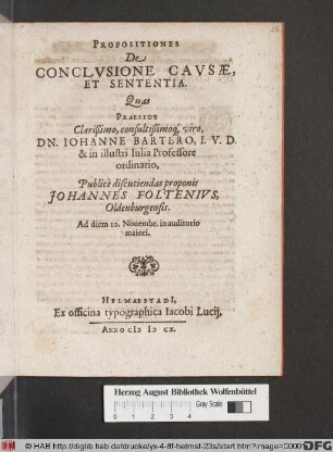 Propositiones De Conclusione Causae, Et Sententia