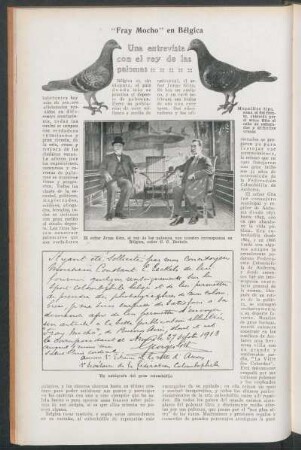 Una entrevista con el rey de las palomas : "Fray Mocho" en Bélgica