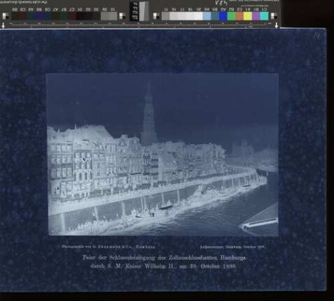 [Zollkanal] : Feier der Schlusssteinlegung der Zollanschlussbauten Hamburgs durch S. M. Kaiser Wilhelm II., am 29. October 1888 : Aufgenommen, Hamburg, October 1888