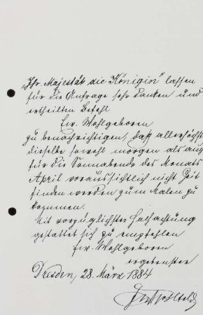 Brief von Kammerdiener Hohlfeld an E. A. Donadini