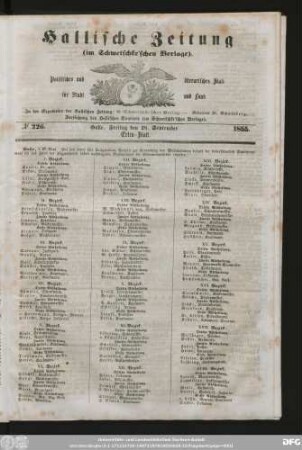 Hallische Zeitung, Extra-Blatt.