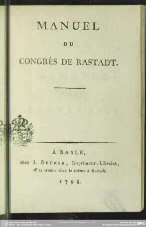 Manuel Du Congrès De Rastadt