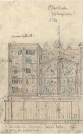 Fischer, Theodor; Blaichach; Haus Gradner - Geschirrschrank im Wohnzimmer (Ansicht)
