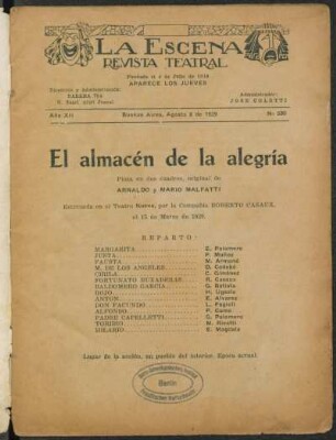 El almacén de la alegría : pieza en dos cuadros