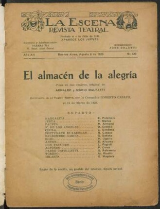 El almacén de la alegría : pieza en dos cuadros
