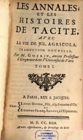 Les Annales, 1. (1742)
