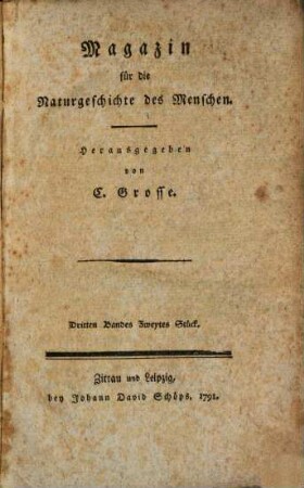 Magazin für die Naturgeschichte des Menschen. 3,2. 1791