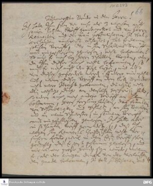 Brief von Johann Hieronymus Wiegleb an August Hermann Francke.