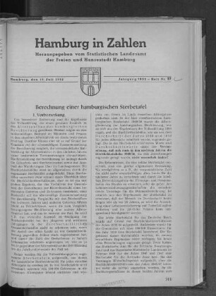 Berechnung einer hamburgischen Sterbetafel