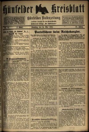 Erste Ausgabe vom Samstag, den 24. Mai 1930.