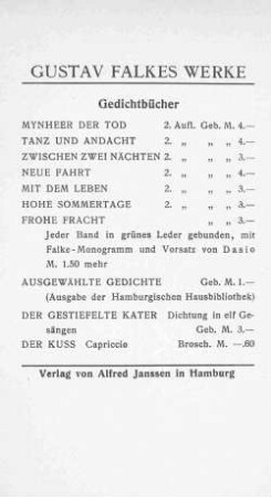 Gustav Falkes Werke