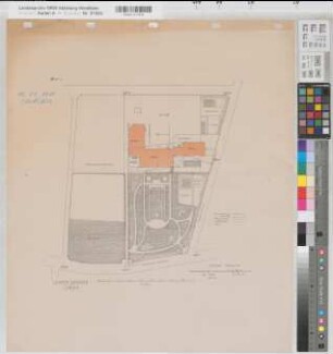 Unna (Unna) Lehrerseminar Lageplan 1911 1 : 500 64 x 55 farb. Druck Staatshochbauamt Soest