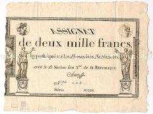 Frankreich, Revolution, Assignat 2000 Francs