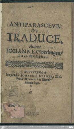 Antiparasceue. pro traduce